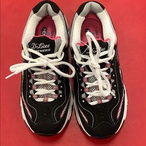 Skechers Dlites black and pink